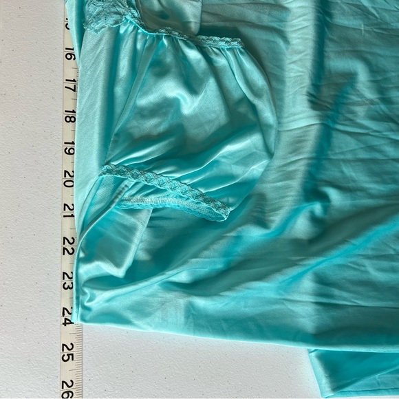 2 Piece Lorraine Vintage Lace Nightgown Robe Set One Size Aqua Teal Blue Green - Picture 12 of 16